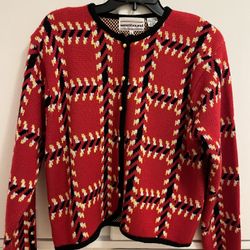 Westbound - Vintage Blazer Jacket - Plaid Knit Cardigan Sweater