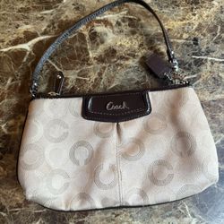 Coach Dotted C Logo Wristlet in cream