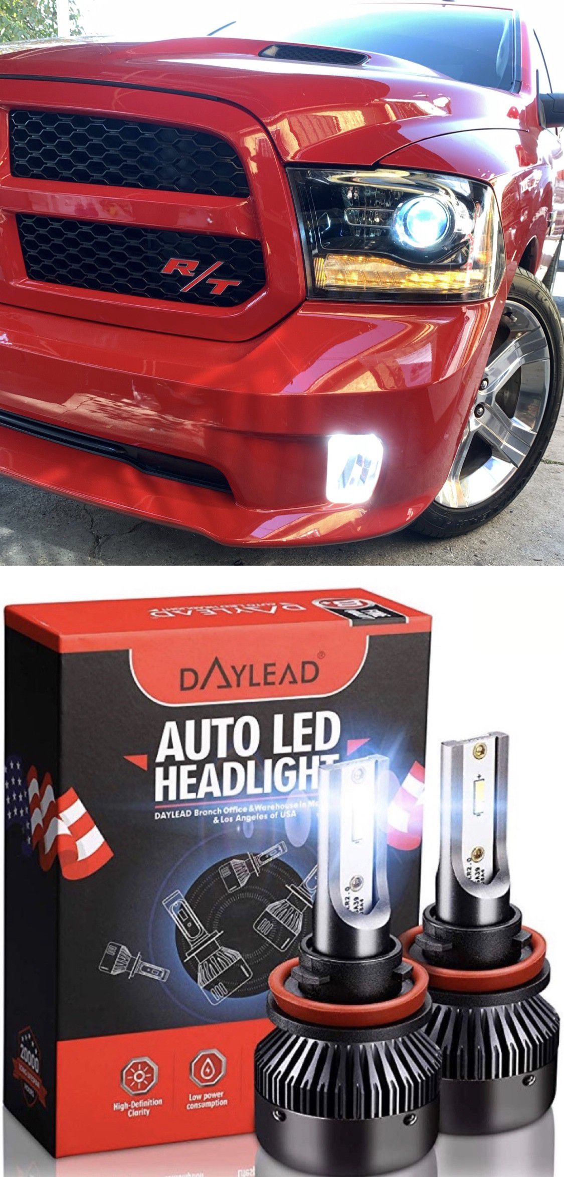 Daylead USA led headlights top quality 25$ warranty plug and play free license plate LEDs with purchase