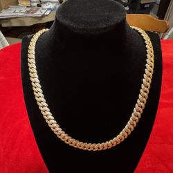 10mm Gold Iced Out Bubbles Cuban Link Chain – 20in CZ Hip Hop Necklace