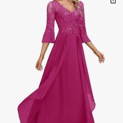 Fuschia Dress For Weddings/Special Events