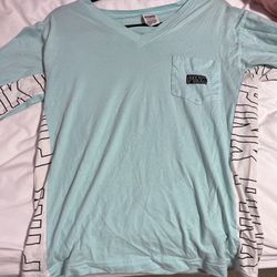 Aqua PINK Long Sleeve V Neck Shirt