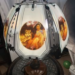 Indian American Girl With Wolf Lamp