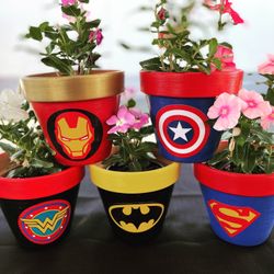 Marvel or DC Comics Centerpiece Garden Flower Pots