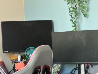 Computer desk and computer monitor