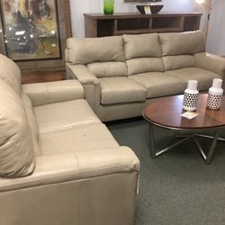 Lane Top Grain, Leather Sofa And Love