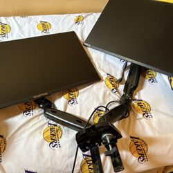 2 Computer Monitors and dual Monitor arm 