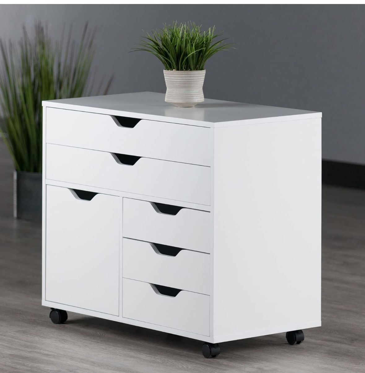 Wood Halifax Cabinet 5 Drawers White