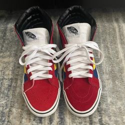VANS Sk8 Hi Red Canvas Lace Up Hi Top Skate Shoes Men’s Size  5.5 Lightly Used
