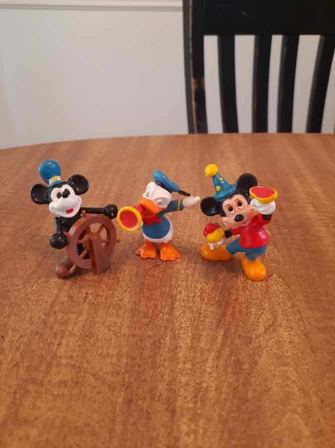 Vintage Mickey Mouse Mini Figures-Birthday & Steam Boat Mickey, Director Donald
