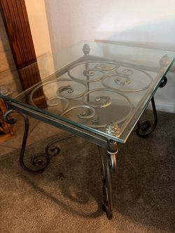 Elegant wrought iron and glass side table / coffee table