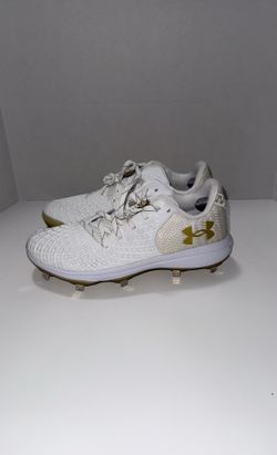 Under Armour Glyde Softball Metal Cleats Women's White/Gold Size 9 Without Box