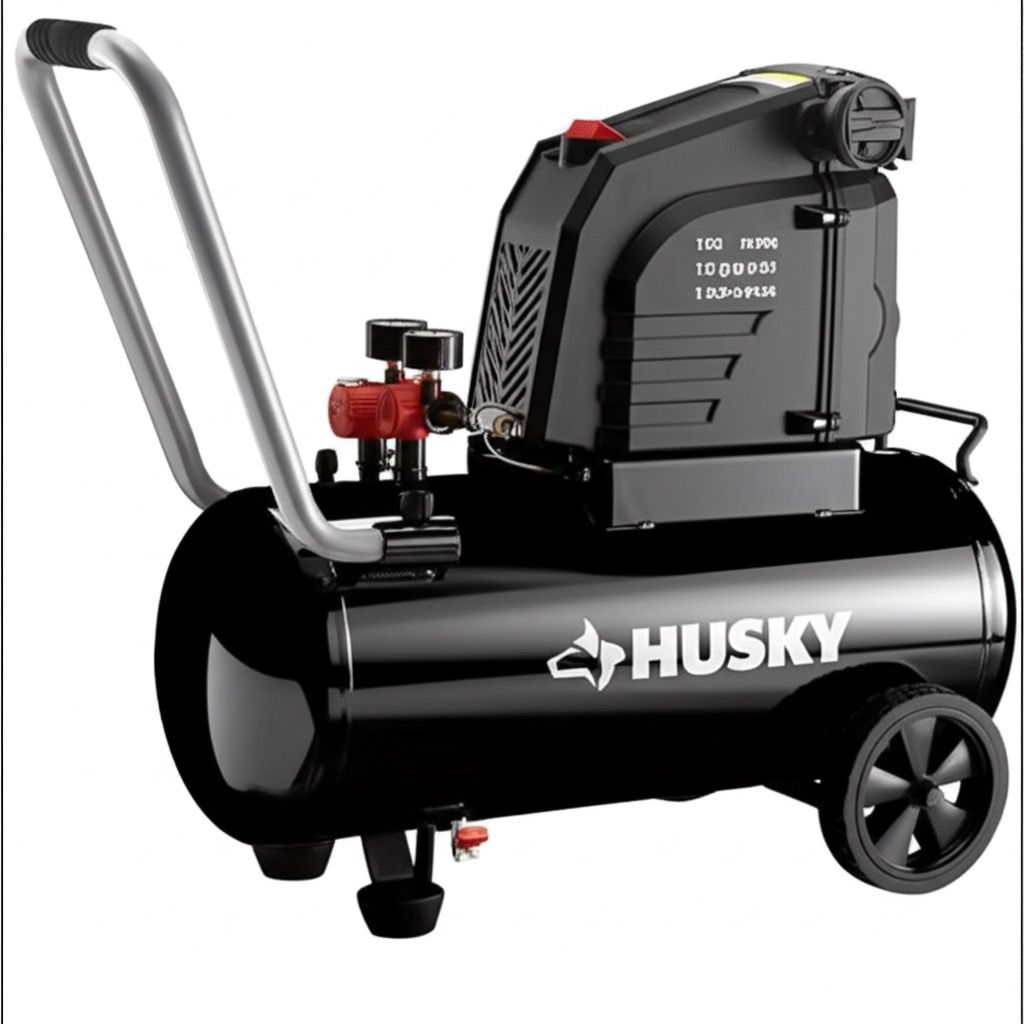 🎁 Husky 0300816 8 Gal. 150 PSI Hot Dog Portable Electric Oil-Free Horizontal Air Compressor