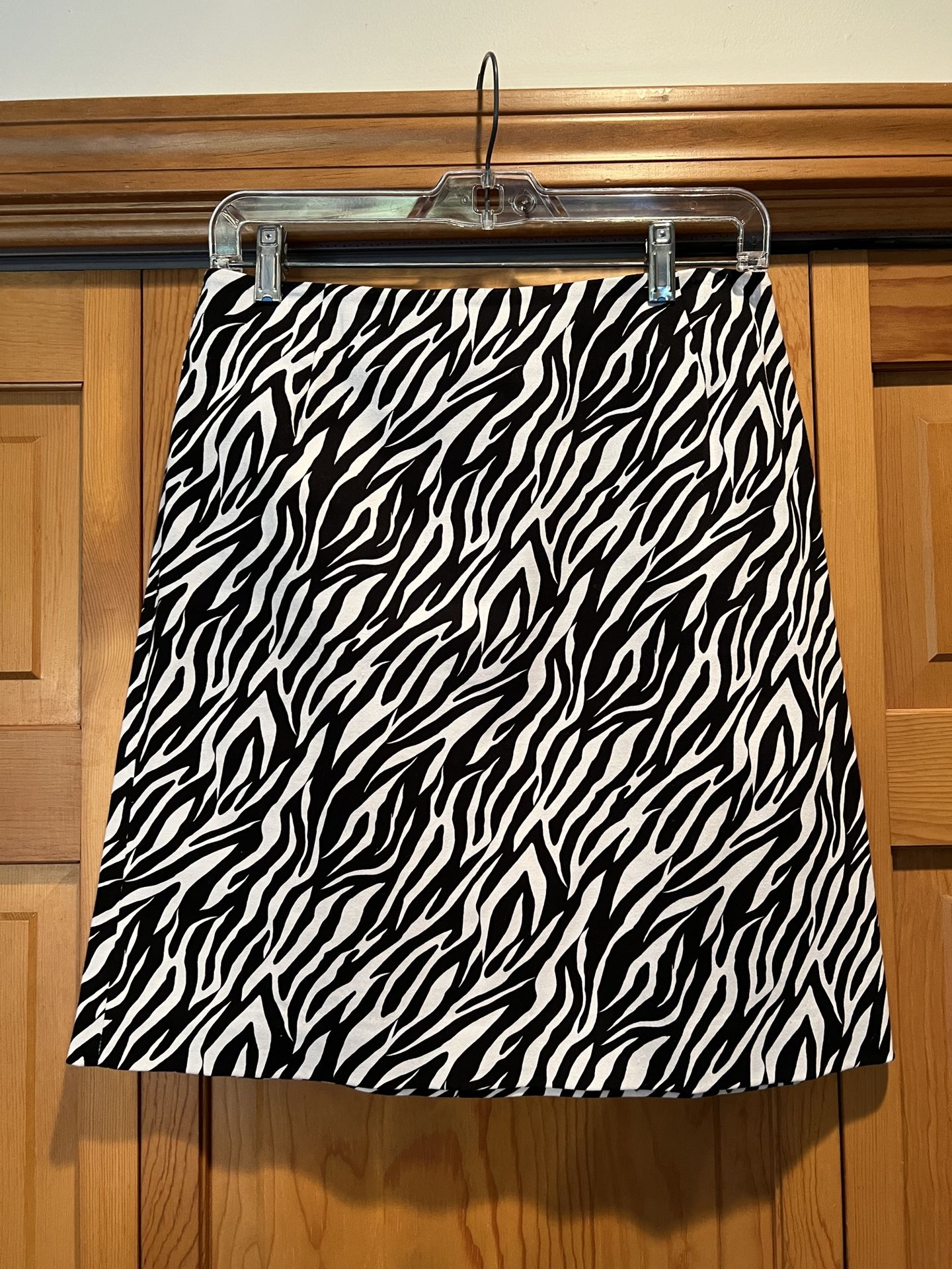 Zebra Black & White Midi Skirt