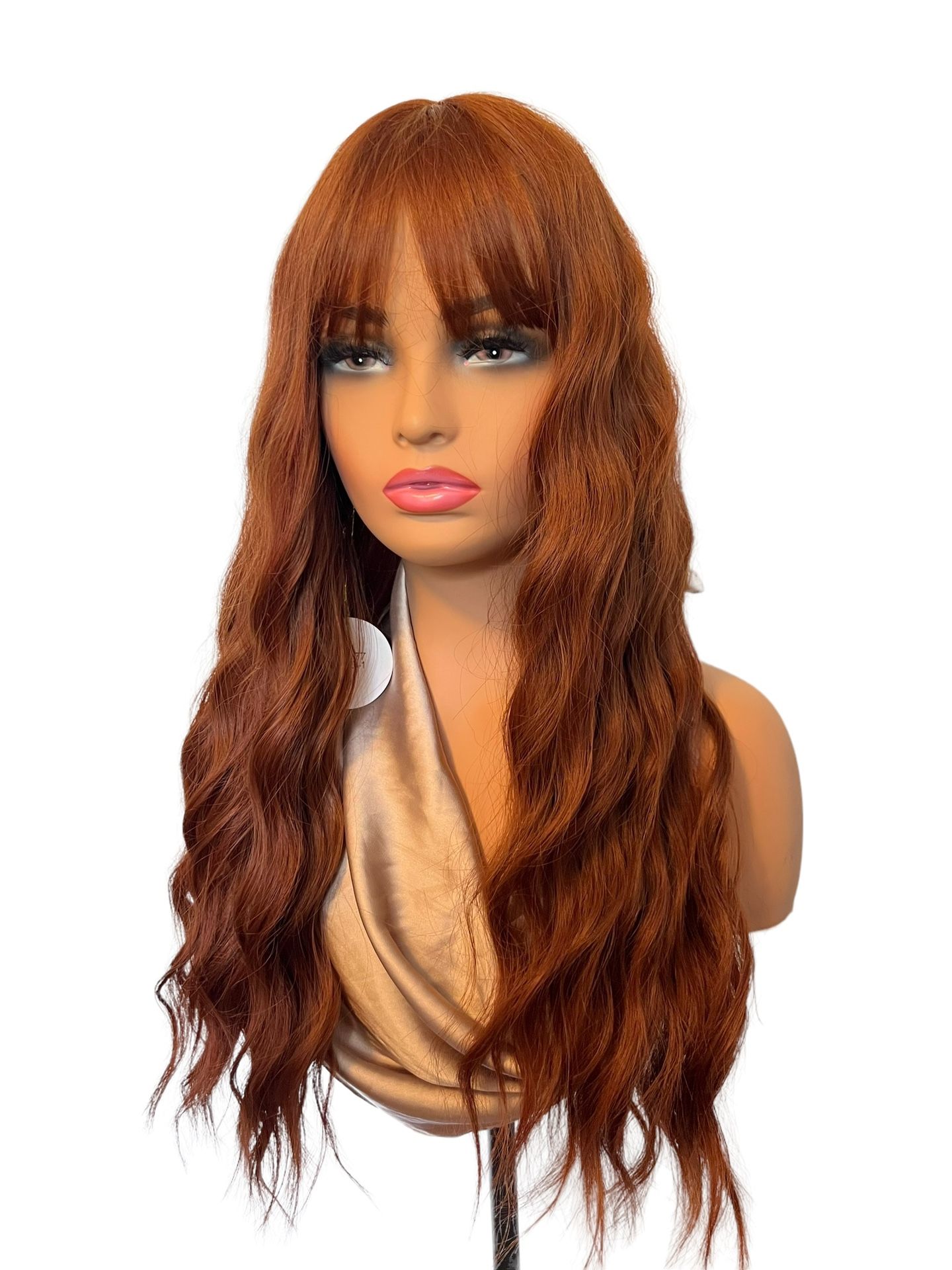 Ginger Wavy Long Wig With Bangs 