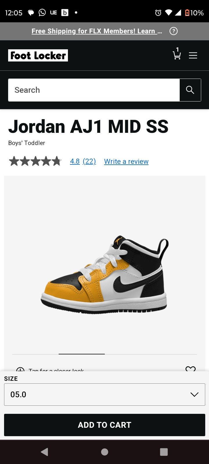 Jordan 1 Mid Yellow Ochre/Black-white