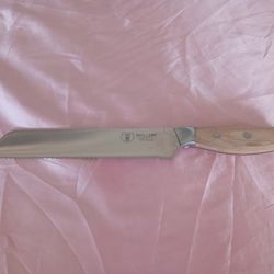 WALLOP Bread Knife - 8 Inch German 1.4116 High Carbon Razor Sharp,Ergonomic Wooden Handle Granton Edge, Super Comfortable