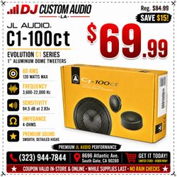 JL Audio Evolution C1 Car Speakers 1 Set 1" Dome Tweeters 120 Watts C1-100CT 🚨 Payment Options Available 🚨 No Credit Needed 🚨