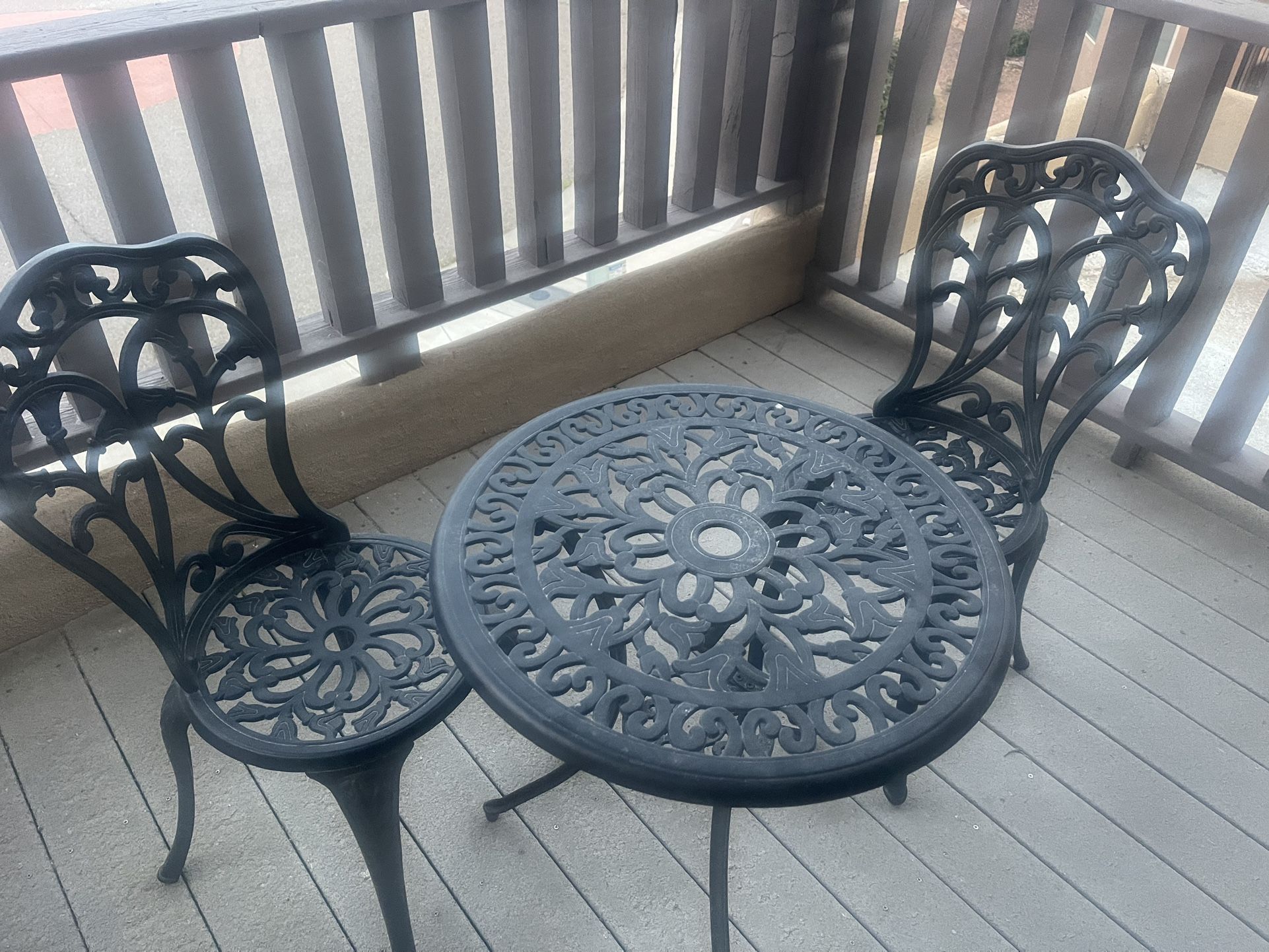 3-Piece Aluminum Outdoor Patio Bistro Table Set (2 Chairs And One Table)