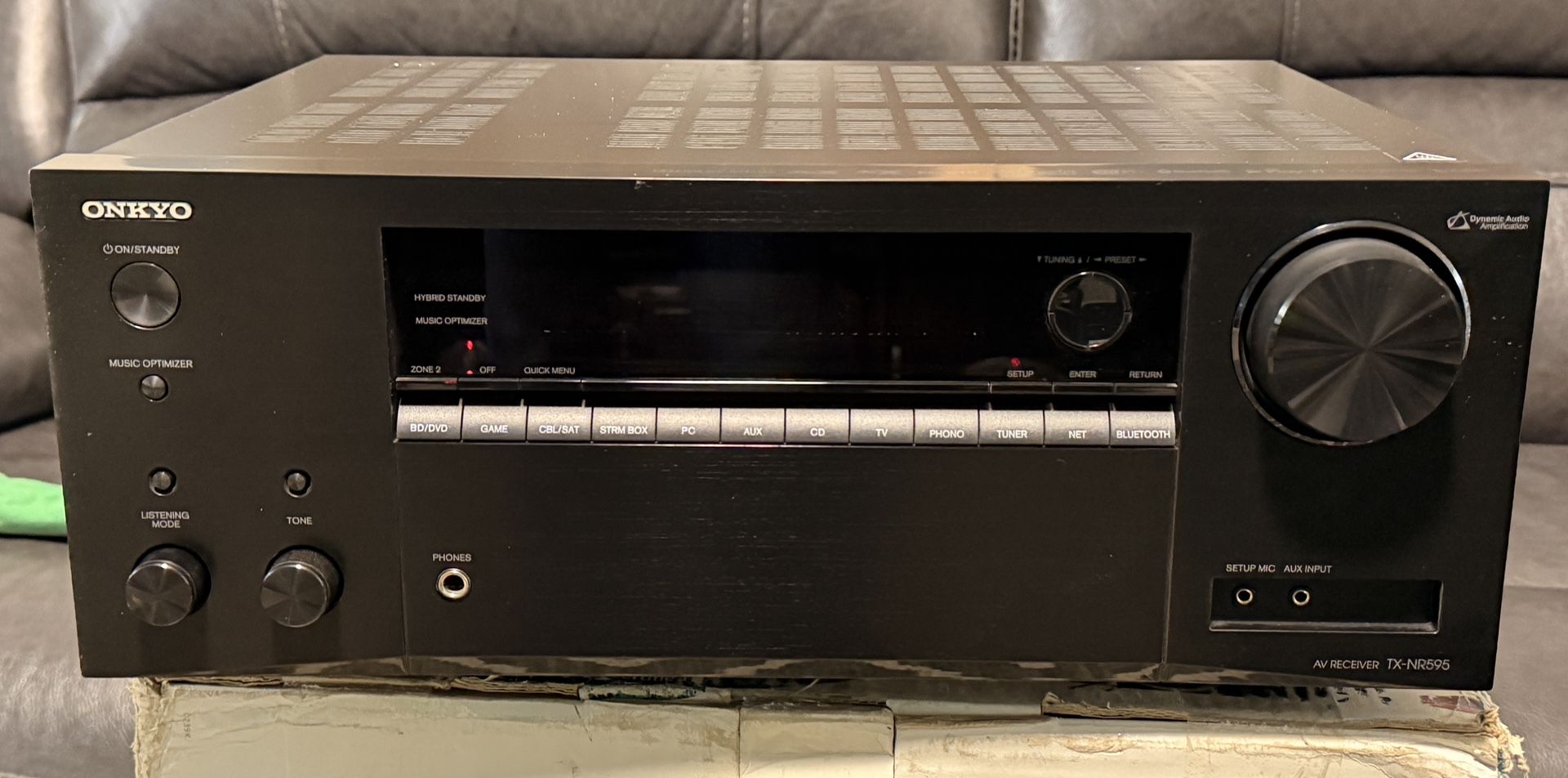 Onkyo TX-NR595 Home Audio Smart Audio and Video Receiver, Sonos Compatible and Dolby Atmos Enabled, 4K Ultra HD and AirPlay 2 Black 