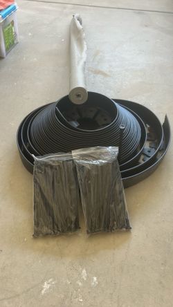 Landscaping edging, stakes, and fabric