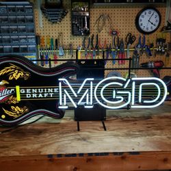 Miller Genuine Draft Neon Guitar Beer Sign