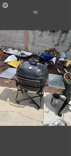 Father’s Day Special !Up for grabs cheap an extra large primo oval ceramic smoker, barbecue grill just like the Big Green Egg but better because it’s 