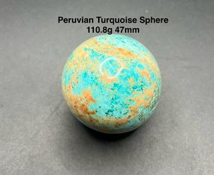 Peruvian Turquoise with Chrysocolla inclusions Genuine  Sphere 110.8g 47mm