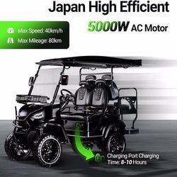 Golf Cart, Golf Car Build in 48V 5000W AC Motor with 18 Inch Off Road Tires, Electric Golf Cart with Independent Suspension for Golf, Hunt, Scenic Spo