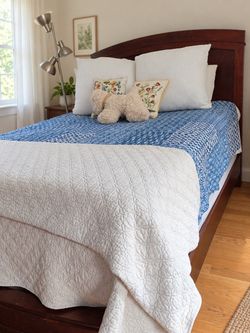 Full-Size Wood Bed + Mattress & Box Spring