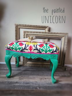 Refinished And Reupholstered Vanity Bench Seating