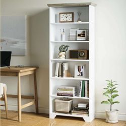 71" Tall White 6 Shelf Bookcase