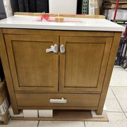 ALLEN & ROTH —  Ronald 36 inch  White Undermount Single Sink Bathroom Vanity  