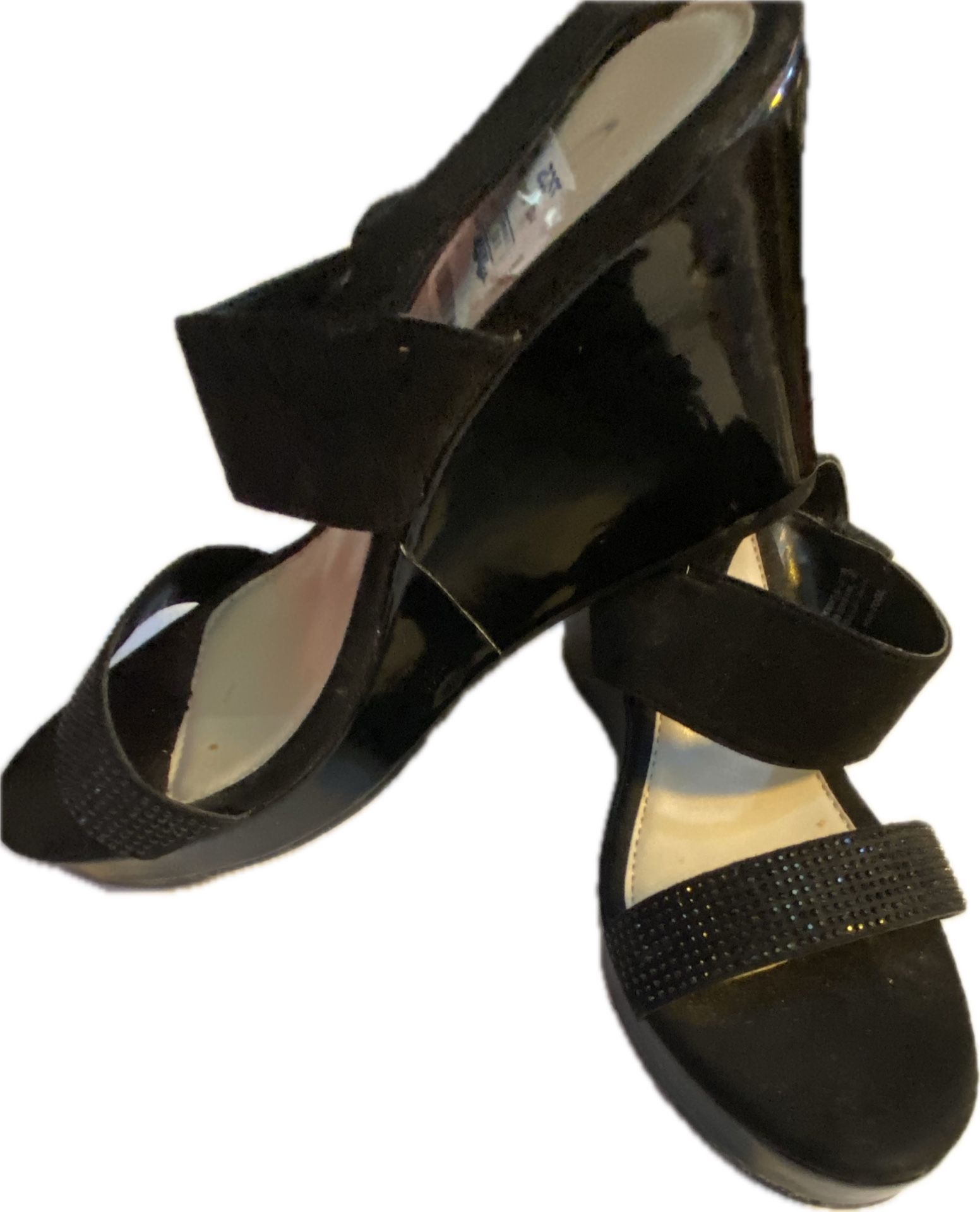 Ladies Size 8 Black Wedge Shoes