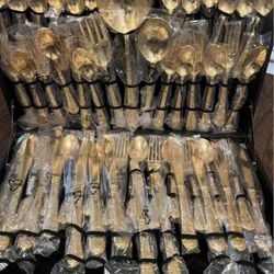 51 Piece Gold Plated Flatware Set (pls Read Description Below)