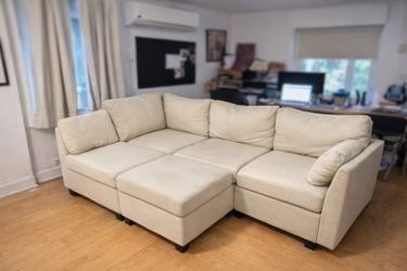 Delivery Available 114.17" beige Modular Sectional Sofa, 6 Seat with Storage, Sectional