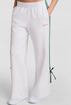 Champion In The Stands Side-Tied Open Bottom Pant Wide Leg Track Pants in White