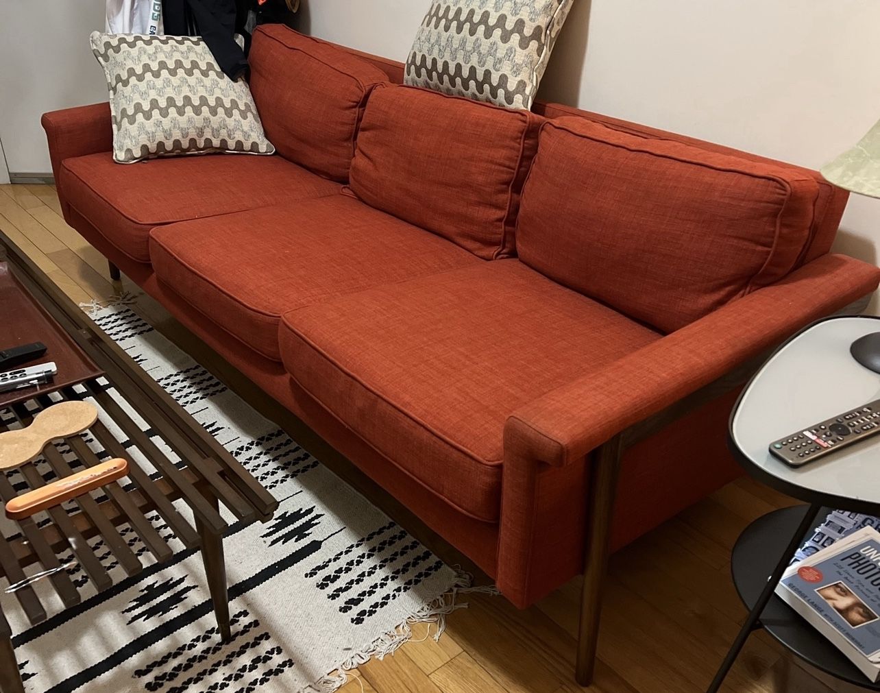 West Elm Couch (red / linen)
