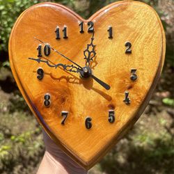 Vintage Handmade Myrtlewood Heart Clock