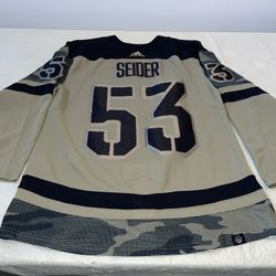 Authentic Moritz Seider Detroit Red Wings Adidas Military Appreciation Jersey 50