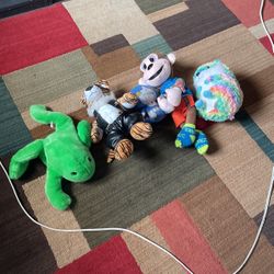 Five stuffed animals