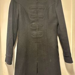 H&M Black Military Style Coat with Tailored Silhouette