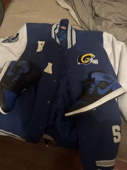 Royal Blue Ones And Varsity Jacket Good Condition