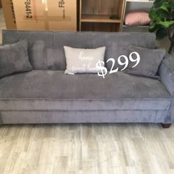 Elegant Dark Gray Convertible Sofa With Hidden Storage + USB Port 
