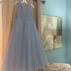 David’s Bridal Flower Girl Dress Slate Blue