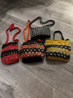 Crocheted Purses, Upcycled With Soda Pop Tabs