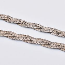 925 Elegant silver braided chain necklace.