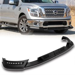 For 2017 2018 2019 Nissan Titan Black Front Bumper Lip LED Sequential Running Lights -(2-PU-112-LED