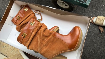 Michael Kors Tan Suede and Leather Knee-High Boots