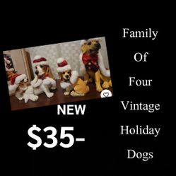 NEW L Vintage Holiday Christmas Dog Family. Figurines